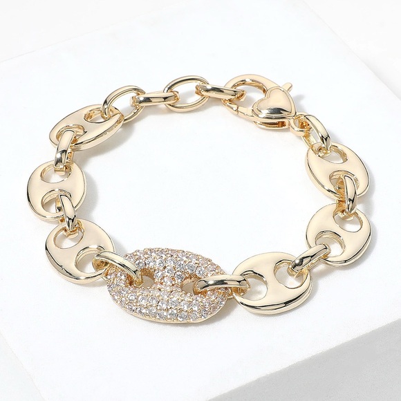 Jewelry - CZ Stone Paved Mariner Link Chain Bracelet